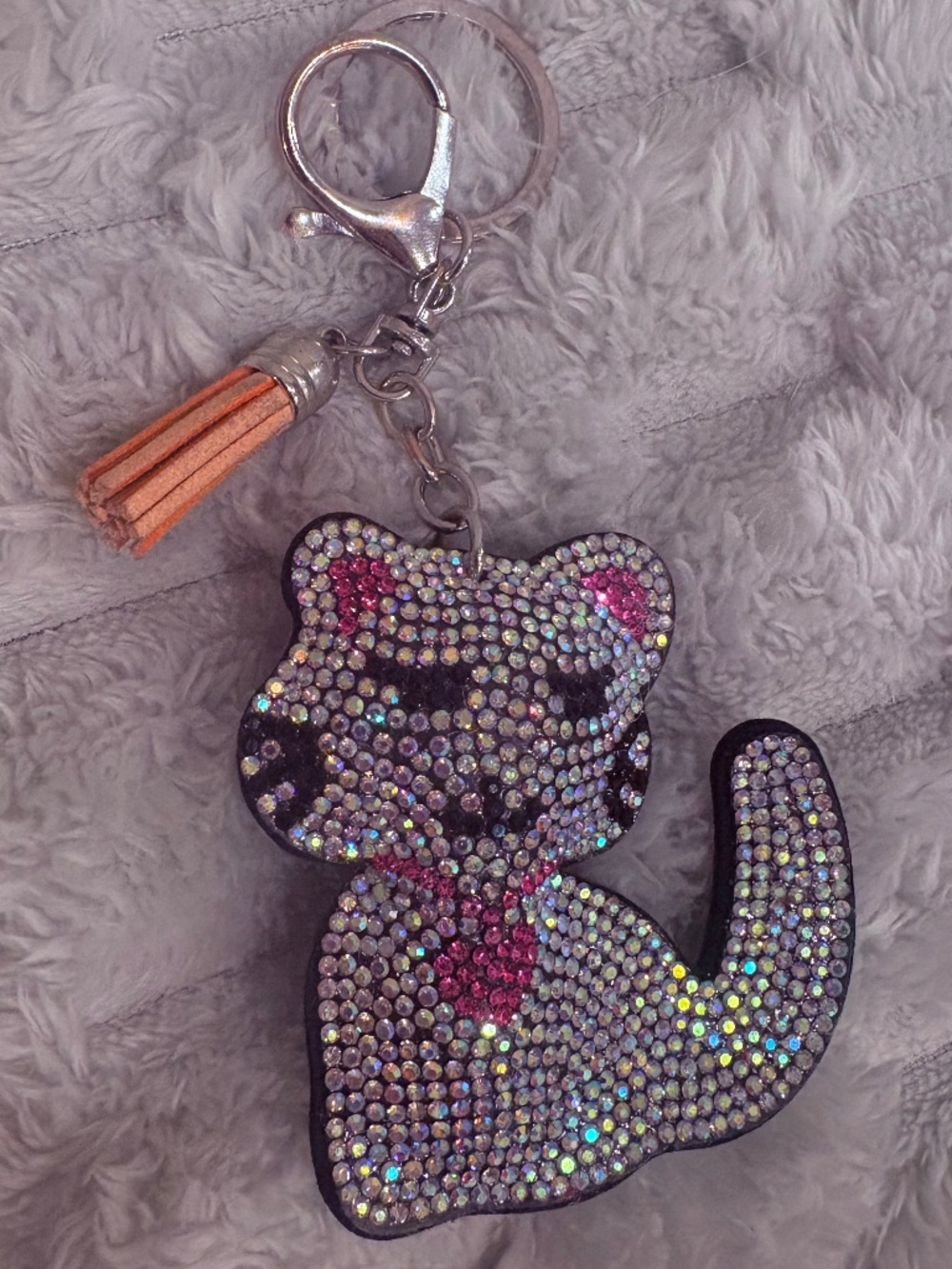 Sparkley cat bag charm